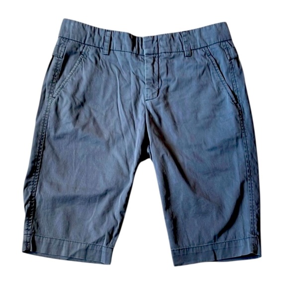 VINCE Side buckle Bermuda Short Flat Front Stretch cotton Cobalt blue Women’s 4 - Picture 1 of 12